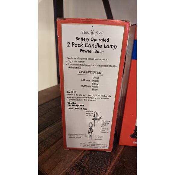 New Four Battery Operated Christmas Candle with Pewter Plated Base - Picture 2 of 3